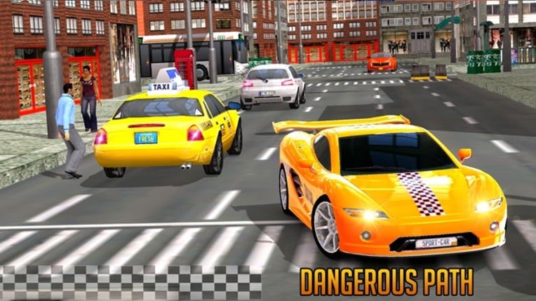 Real Crazy taxi driver 3D simulator free 2016: Drive sports cab in modern city screenshot