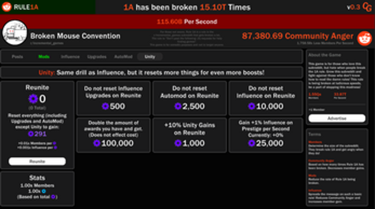 Rule 1A Incremental screenshot