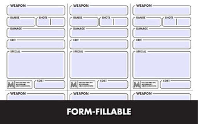 Weapon, Armor, & Item Cards for Mothership RPG Image