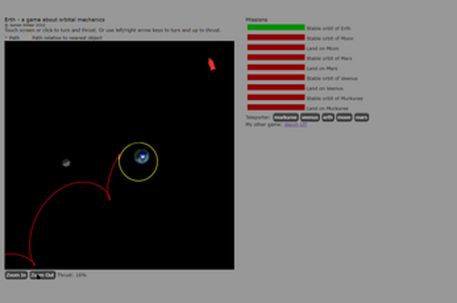 Erth - fly a rocket in a tiny solar system with realistic physics Image