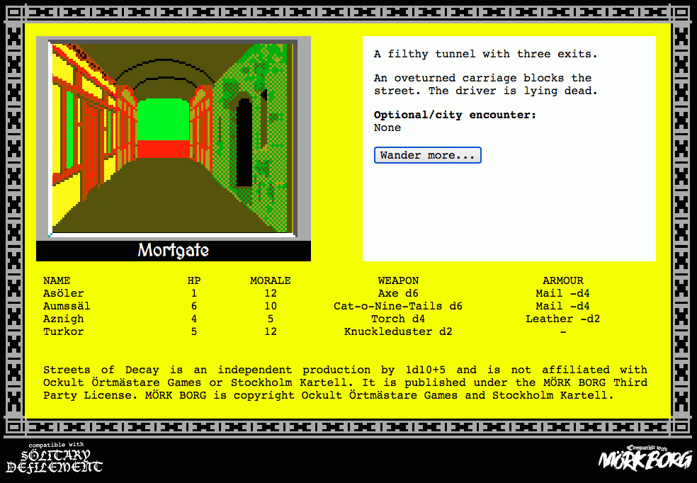 Games like Streets of Decay (for MÖRK BORG)