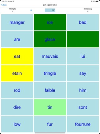 Pick A Pair French - English screenshot