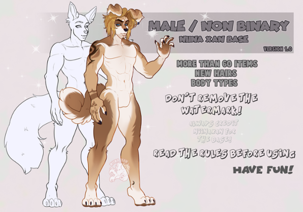 MALE / NON BINARY Full body reference sheet BASE Image