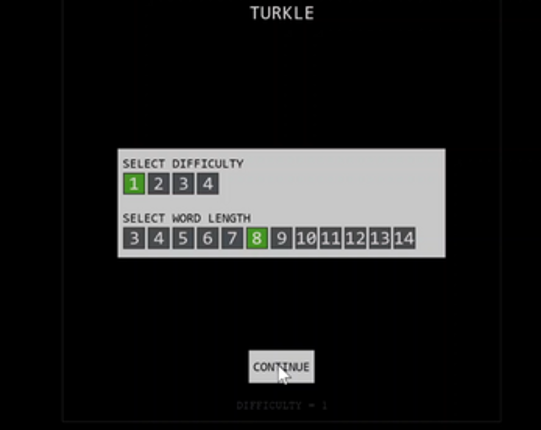 Turkle - a more challenging Wordle screenshot