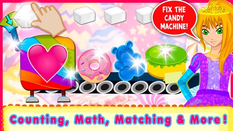 Valentine's Princess Candy Kitchen -  Educational Games for kids &amp; Toddlers to teach Counting Numbers, Colors, Alphabet and Shapes! screenshot