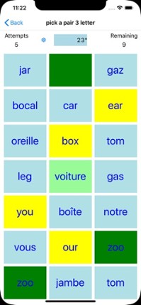 Pick A Pair French - English screenshot