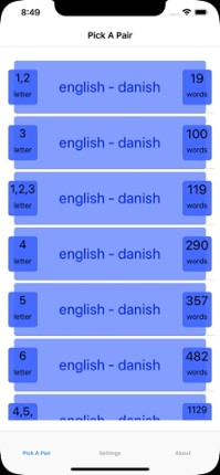 PickAPair Danish - English screenshot