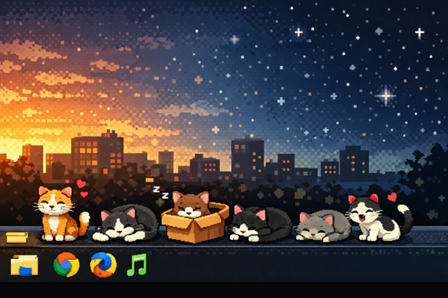 Cozy Desktop Cat Image