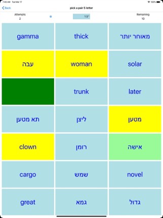 PickAPair Hebrew - English screenshot