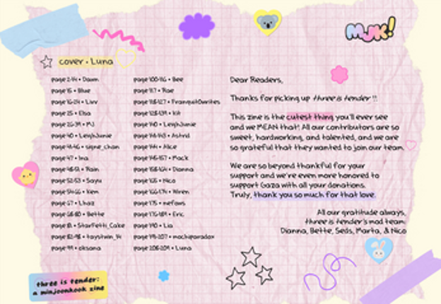 three is tender: a minjoonkook zine Image