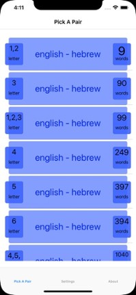 PickAPair Hebrew - English screenshot