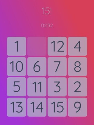 15! puzzle screenshot