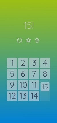 15! puzzle screenshot