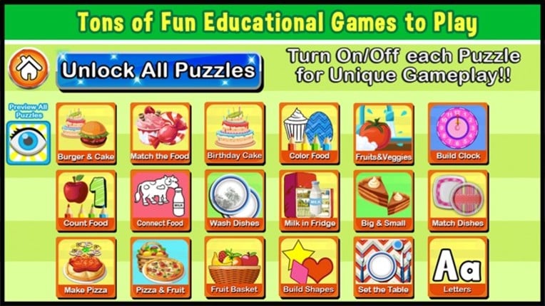 Preschool Educational Zoo Kitchen Games for Toddler | play children mini shape &amp; alphabet learning puzzles for kids Image