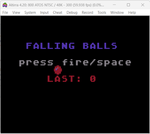 Falling Balls (Atari, Amstrad, CoCo) by spotlessmind1975 Game Cover