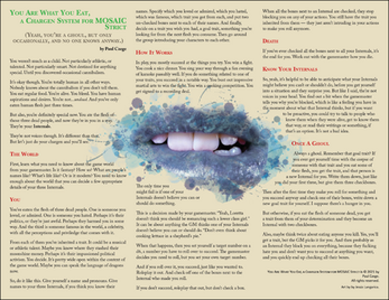 You Are What You Eat, A Chargen System for MOSAIC Strict Image
