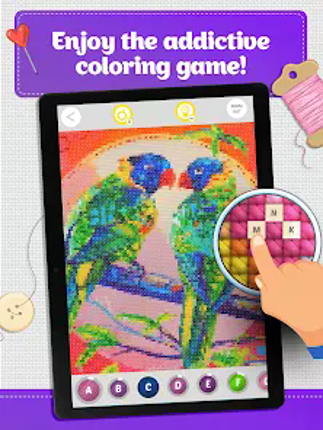 Cross Stitch Coloring Art Image