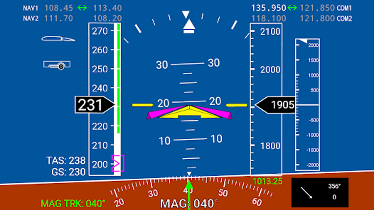 X-Plane Primary Flight Display Image