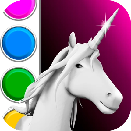 Unicorn 3D Coloring Book Image