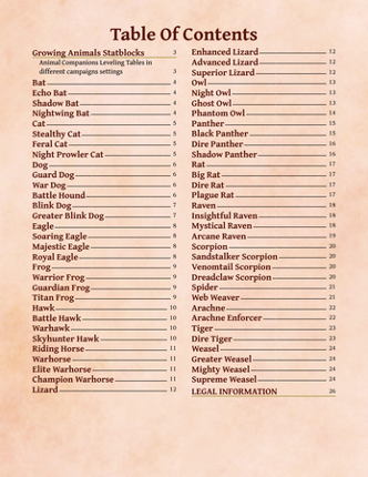 Growing Pets and Animals Statblocks Image
