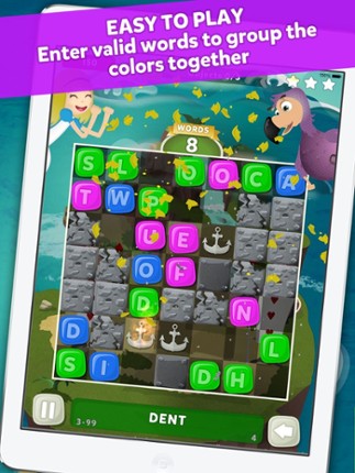 Wuzzle: Words with color match game to play with letters in a new original way incuding awsome wordsearch, anagrams and good educational board mini games to learn spelling and vocabulary. Free! screenshot