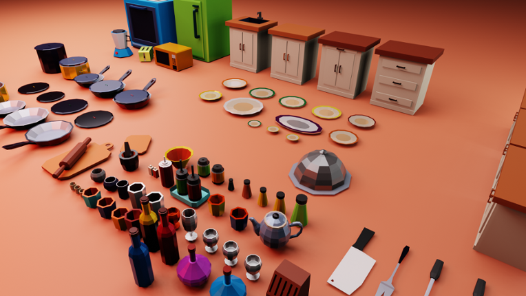 low poly kitchen 3D assets Image