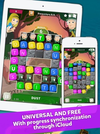 Wuzzle: Words with color match game to play with letters in a new original way incuding awsome wordsearch, anagrams and good educational board mini games to learn spelling and vocabulary. Free! screenshot