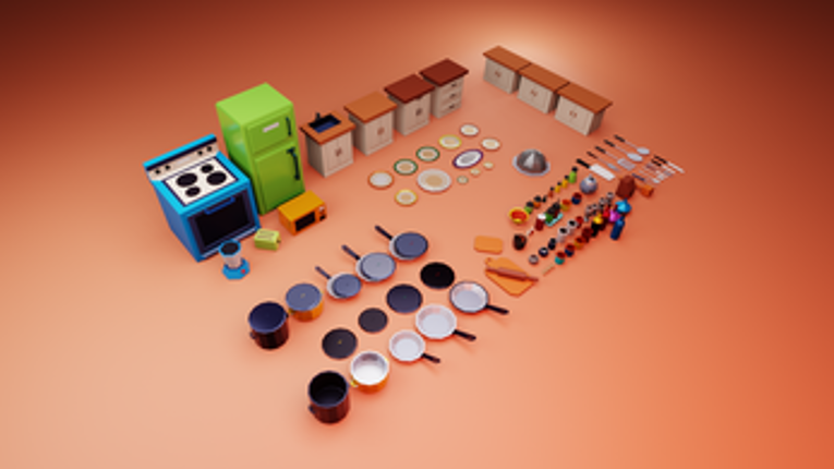 low poly kitchen 3D assets Image