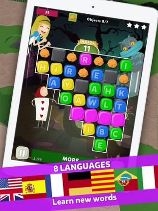 Wuzzle: Words with color match game to play with letters in a new original way incuding awsome wordsearch, anagrams and good educational board mini games to learn spelling and vocabulary. Free! screenshot