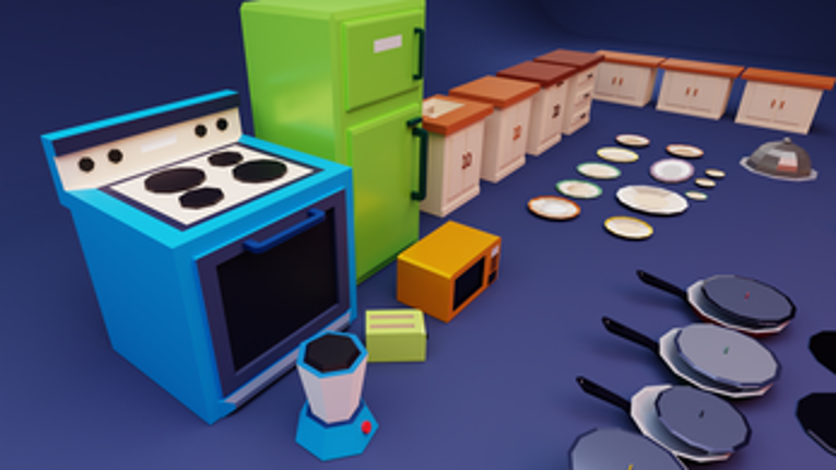 low poly kitchen 3D assets screenshot