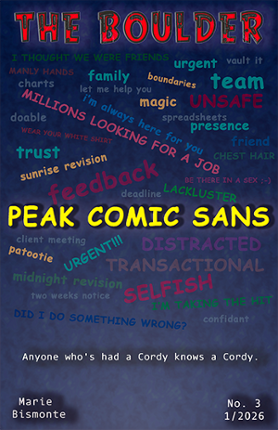 The Boulder Issue #3: Peak Comic Sans Image