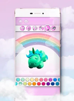 Unicorn 3D Coloring Book Image