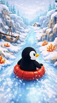 Sled Snowy Penguin Surfers Image