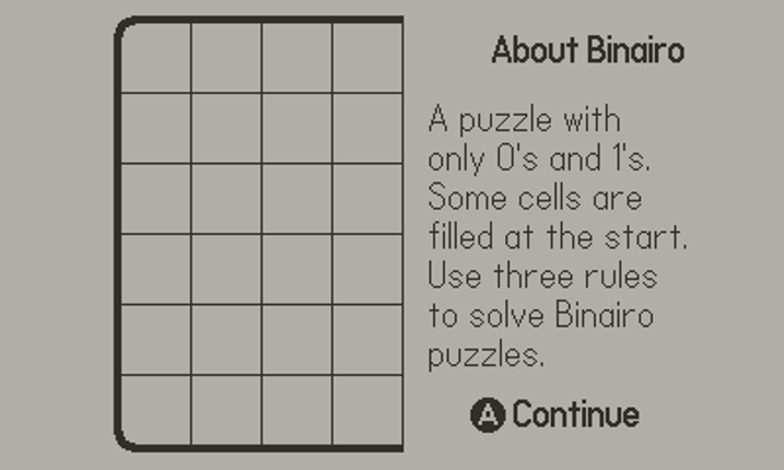Binairo - Logic Puzzle (Playdate) screenshot