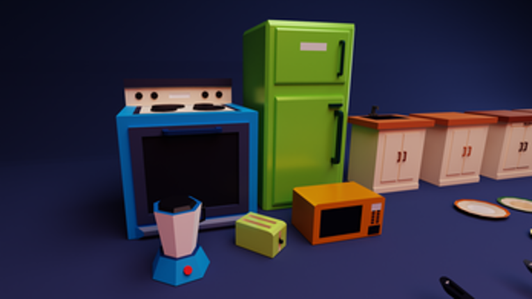 low poly kitchen 3D assets screenshot
