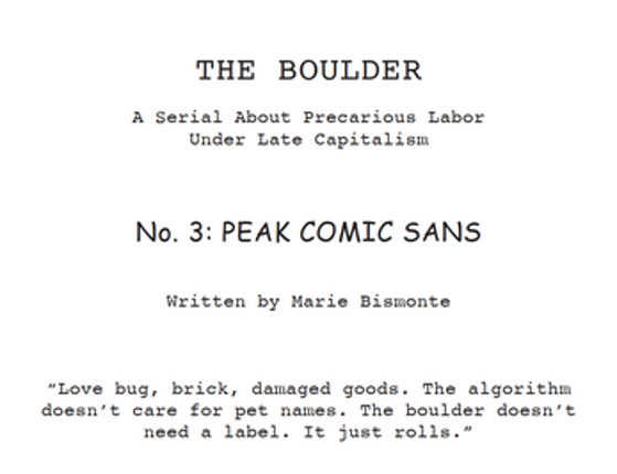 The Boulder Issue #3: Peak Comic Sans screenshot
