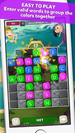 Wuzzle: Words with color match game to play with letters in a new original way incuding awsome wordsearch, anagrams and good educational board mini games to learn spelling and vocabulary. Free! screenshot