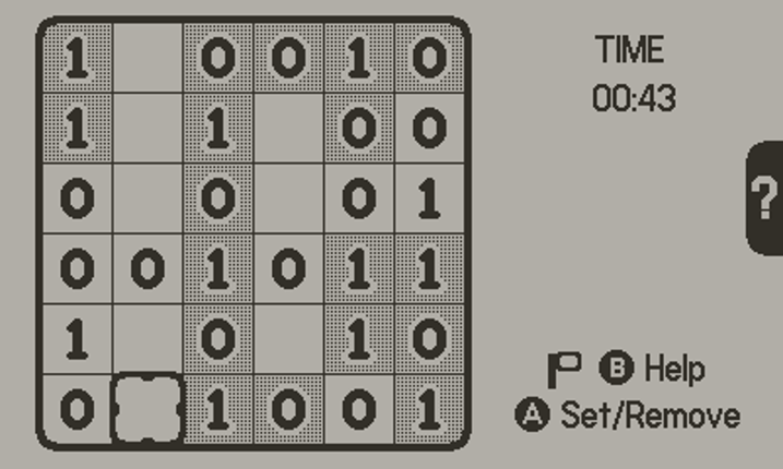 Binairo - Logic Puzzle (Playdate) screenshot