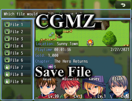 [CGMZ] Save File for RPG Maker MZ Image
