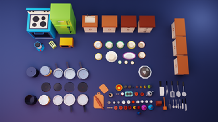 low poly kitchen 3D assets Image