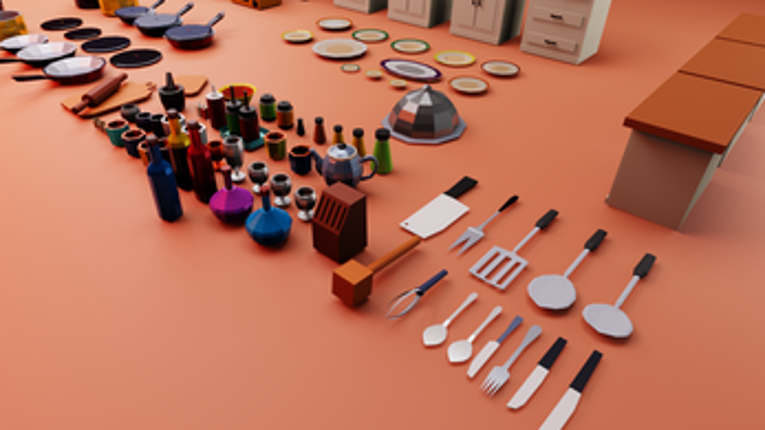 low poly kitchen 3D assets screenshot