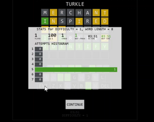 Turkle - a more challenging Wordle Image