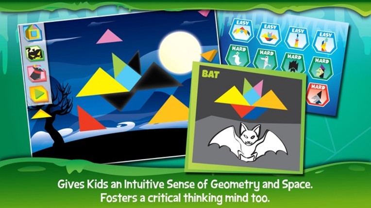 Kids Learning Puzzles: Halloween - Tangram Building Blocks Make Your Brain Pop screenshot