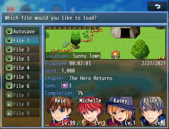 [CGMZ] Save File for RPG Maker MZ screenshot