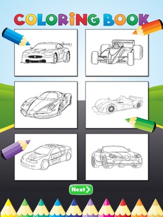 Race Car Coloring Book Super Vehicle drawing game screenshot