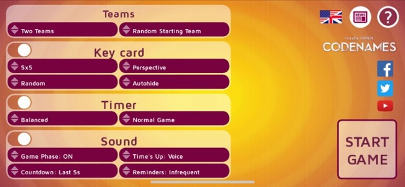 Codenames Gadget screenshot