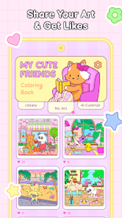My Cute Friends: Coloring Book Image