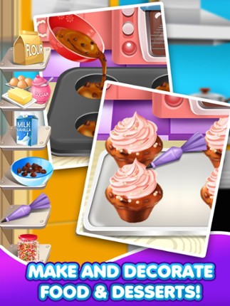 Crazy Dessert Food Maker Salon - School Lunch Making &amp; Cupcake Make Cooking Games for Kids 2! Image