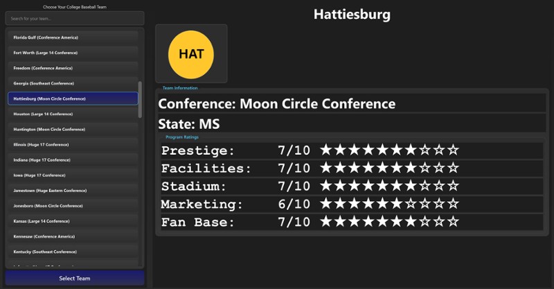 College Baseball: Dynasty Builder screenshot