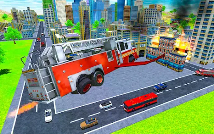 Flying Robot Fire Truck Game screenshot